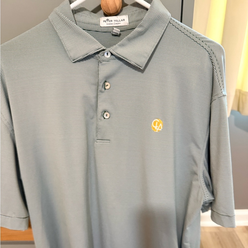 Peter Millar Summer Comfort Green Striped Polo Shirt